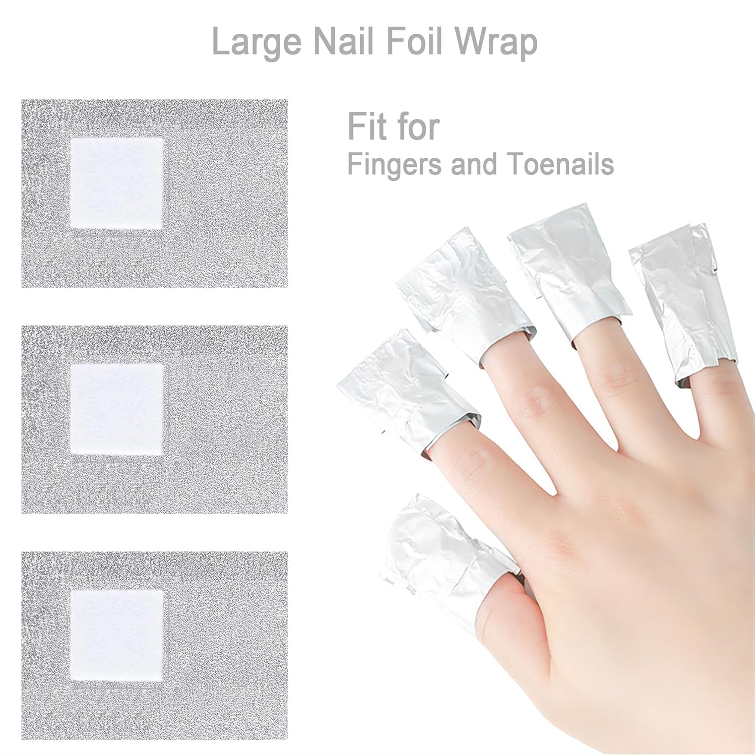 1000PCS Nail Polish Remover Foil Wraps, Nail Polish Remover Wrap with 1.18'' Pre-attached Lint Free Cotton Pads, Foil Wraps Aluminium Soak Off Gel Nail Polish Removal Tool Finger-GlimoraGlow