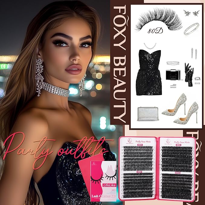 Lash Clusters 640PCS - Natural Fluffy Lash Clusters 40D+60D+80D+100D Fluffy Wispy Lash Clusters D Curl Lash Extension 11-18MM Individual Lash Clusters Cluster Eyelash Extensions for Beginners-GlimoraGlow