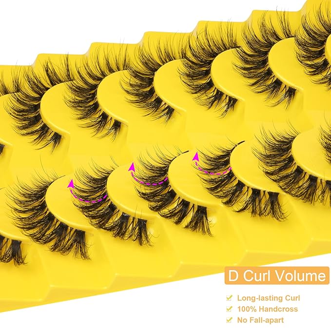 Lashes Natural Look False Eyelashes Clear Band Wispy Faux Mink Eyelashes Short Natural Cat Eye Strip Lashes Pack 7 Pairs by Kiromiro-GlimoraGlow