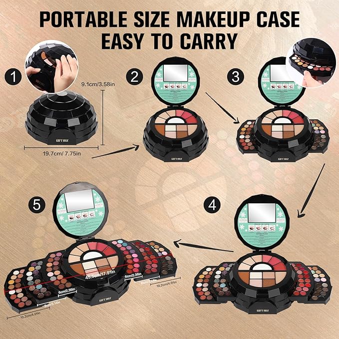 109 Colors Makeup Kit for Women Girl Full Kit Gift Set with Mirror All in One Make up Palette Included Eyeshadow Glitter Lipstick Concealer Eyeliner Eyebrow Highlighter Contour Blusher Compact PowderY-GlimoraGlow