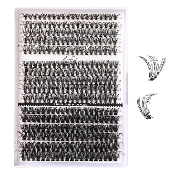 Lash Clusters 320pcs Individual Lashes 30D&40D&60D DIY Lash Extensions D Curl Lash Clusters False Eyelashes Natural Look 11-20mm Mix Cluster Eyelash Extensions EASY TO USE (30D+40D+60D-0.07D)-GlimoraGlow