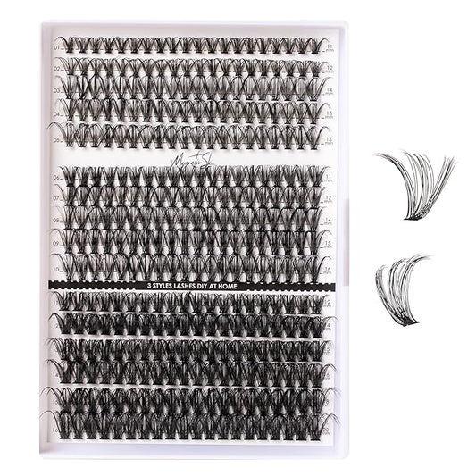 Lash Clusters 320pcs Individual Lashes 30D&40D&60D DIY Lash Extensions D Curl Lash Clusters False Eyelashes Natural Look 11-20mm Mix Cluster Eyelash Extensions EASY TO USE (30D+40D+60D-0.07D)-GlimoraGlow