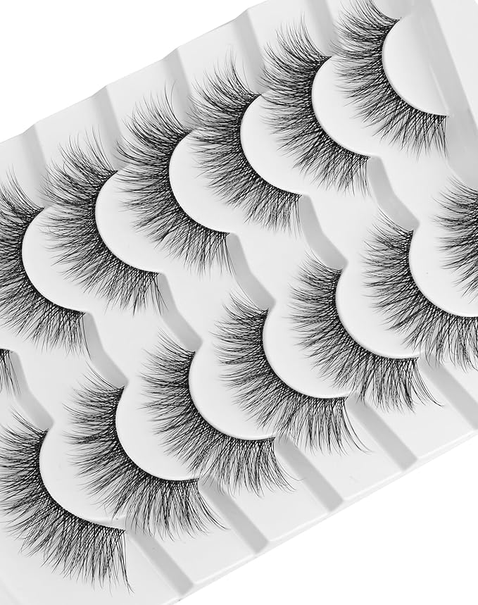Natural Lashes Wispy False Eyelashes Cat Eye 3D False Lashes Fluffy Fake Eyelashes Strip Eye Lashes Pack 7 Pairs-GlimoraGlow