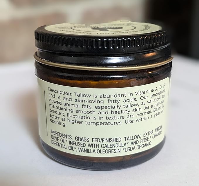 Handmade Whipped Tallow Balm (Vanilla Orange) - Organic Body Butter with Infused Olive Oil, for Eczema, Rosacea, Baby - 1.3 oz-GlimoraGlow