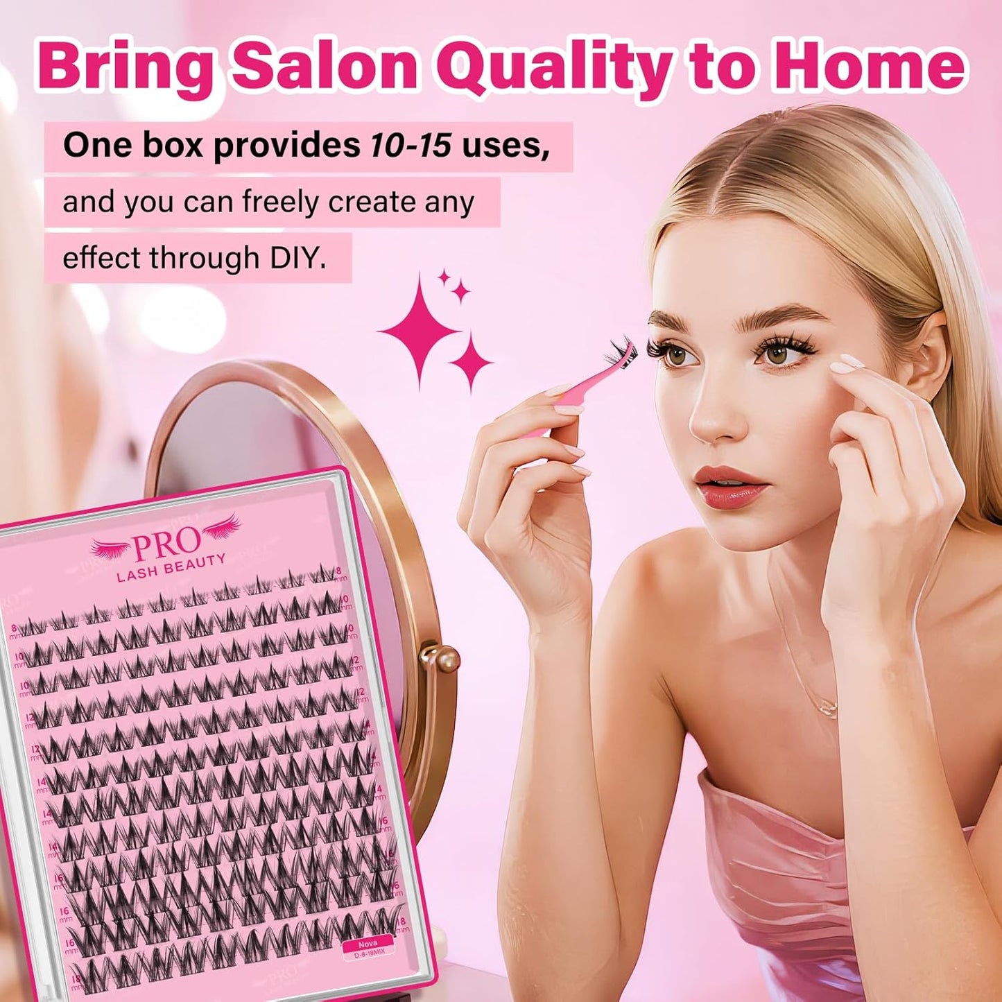 PRO LASHBEAUTY Manga Lash Clusters, Eyelash Clusters 8-18 Mixed Cluster Eyelash Extensions Mixed Lash Extension Reusable Soft & Comfortable (Nova,8-18mix)-GlimoraGlow