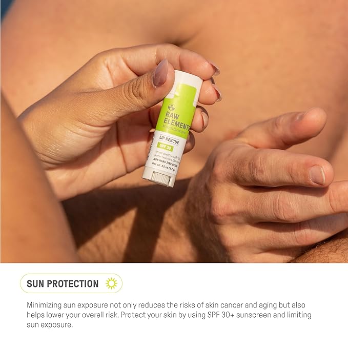 Raw Elements Organic Outdoor Sunscreen Lip Balm Rescue - SPF 30, UVA-UVB Protection, Reef-Safe, Non-Nano Zinc, Water Resistant, 0.15 oz (Pack of 1)-GlimoraGlow