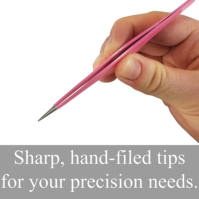 Ingrown Hair Tweezers by Zizzili Basics - Surgical Grade Stainless Steel Fine Pointed Tweezers - Precision Aligned Tips for Splinter, Eyebrow & Facial Hair Removal - with Bonus Tip Guard & Carry Pouch-GlimoraGlow