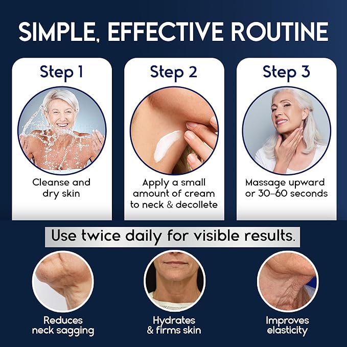 Neck Creams for Tightening and Firming Sagging Skin - Skin Tightening Cream for Face - Decollete & Chest, Under Chin Firming for Older Women - Neck Wrinkles Treatment with Collagen & Hyaluronic Acid-GlimoraGlow