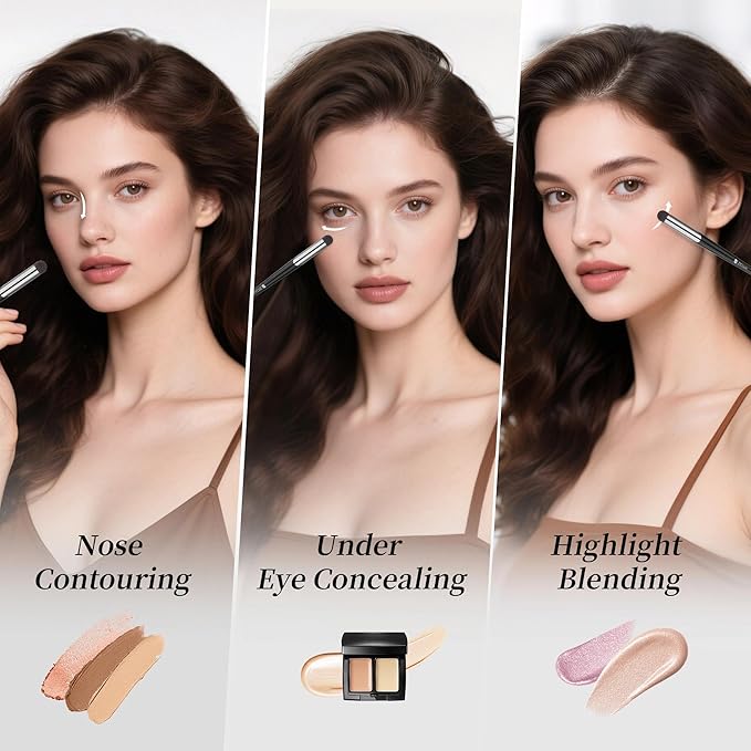 DUcare Tapered Small Concealer Brush Under Eye, Nose Contour Brush Mini Makeup Brushes Ideal for Liquid, Cream, and Powder Concealer(V03)-GlimoraGlow