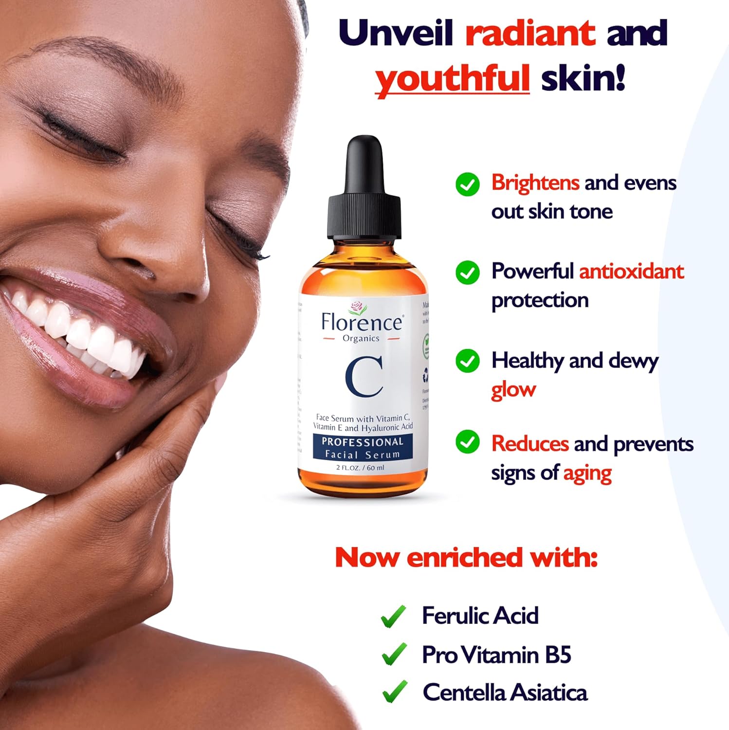 Vitamin C Serum For Face – Anti-Aging Facial Serum with Vitamin C, Hyaluronic Acid, Niacinamide, B5 & Vit E. Brightening Facial Essence for Dark Spots, Fine Lines, Wrinkles & Glowing Skin, 2 Fl Oz-GlimoraGlow