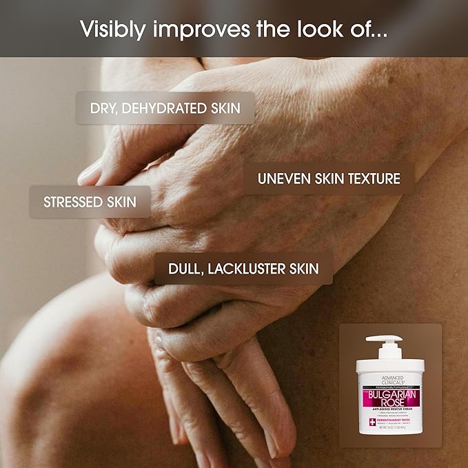 Advanced Clinicals Bulgarian Rose Lotion For Women | Rose Scented Vitamin C Body Lotion Cream | Visible Anti Aging Vitamin E Moisturizer Body Butter Improves Look Of Sagging Dry Skin & Texture, 16 Oz-GlimoraGlow