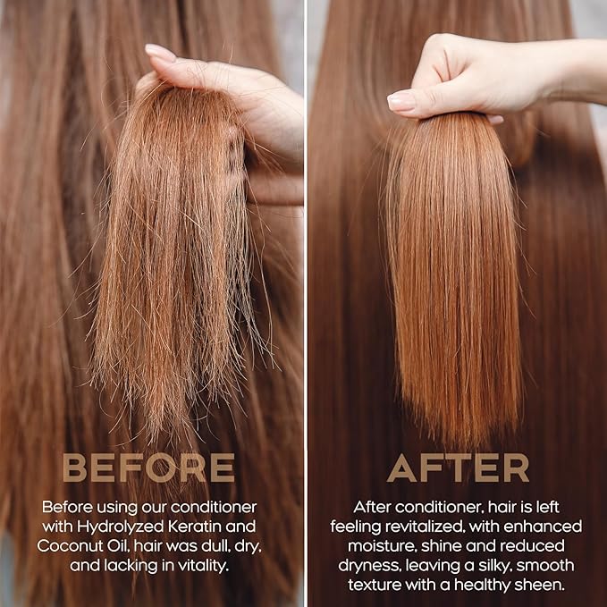 Hydrating Conditioner for Dry, Damaged Hair - 8.4oz | Moisture Repair Treatment with Hydrolyzed Keratin & Coconut Oil for Smooth, Shiny, Manageable Hair-GlimoraGlow