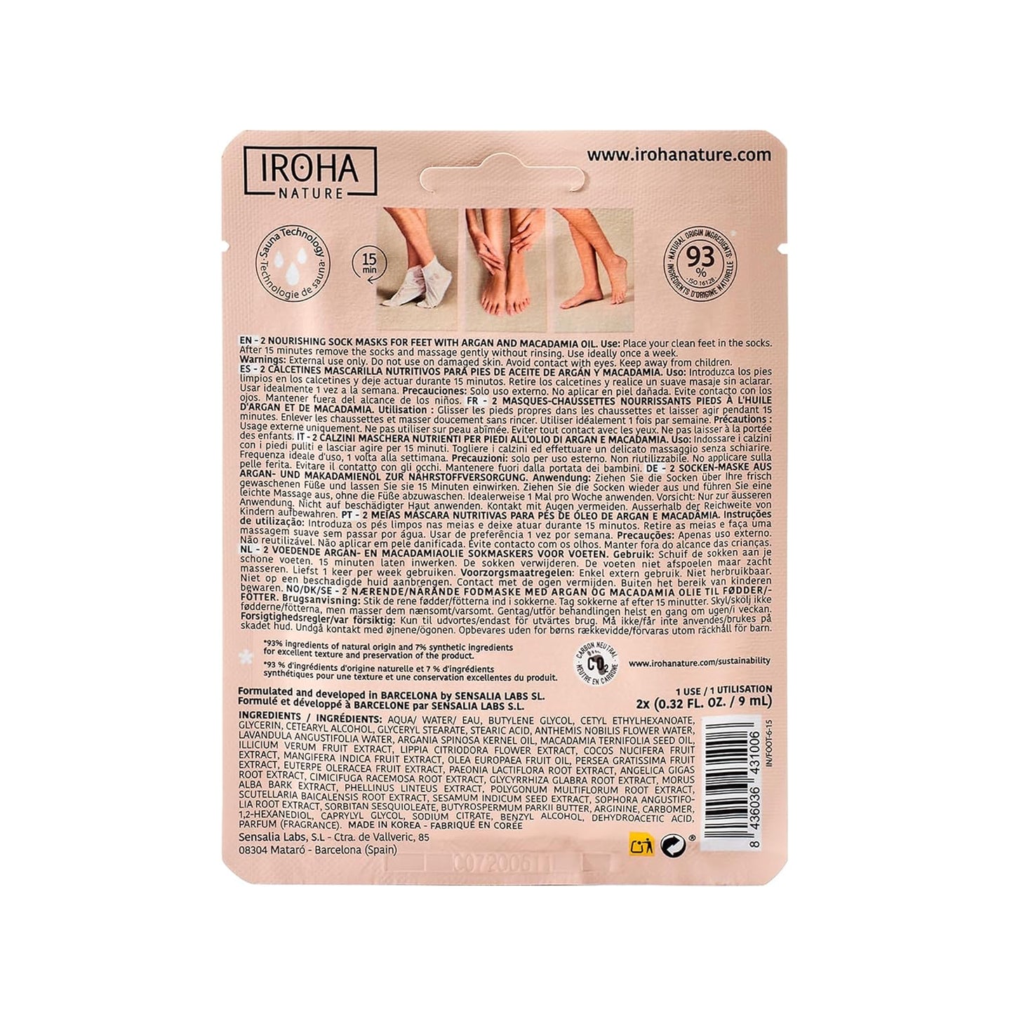 IROHA NATURE Nourishing Foot Mask Socks with Argan & Macadamia Oil | 4 Pairs | Intensive Treatment for Dry & Dehydrated Feet | Flash Effect | Natural & 100% Vegan-GlimoraGlow