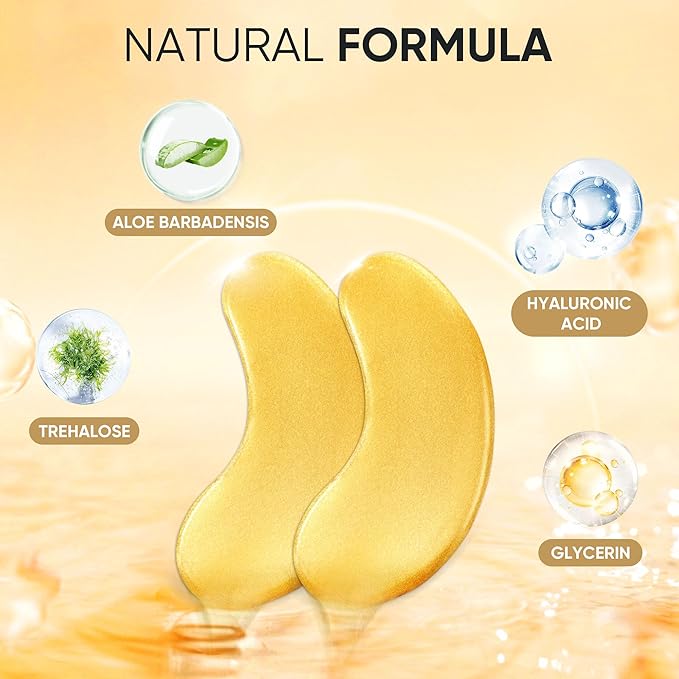 200Pcs/100 Pair Under Eye Patches Gold for Dark Circles, Puffy Eyes, and Wrinkles, 24K Gold Eye Mask for Face, Eye Cream for Men and Women-GlimoraGlow