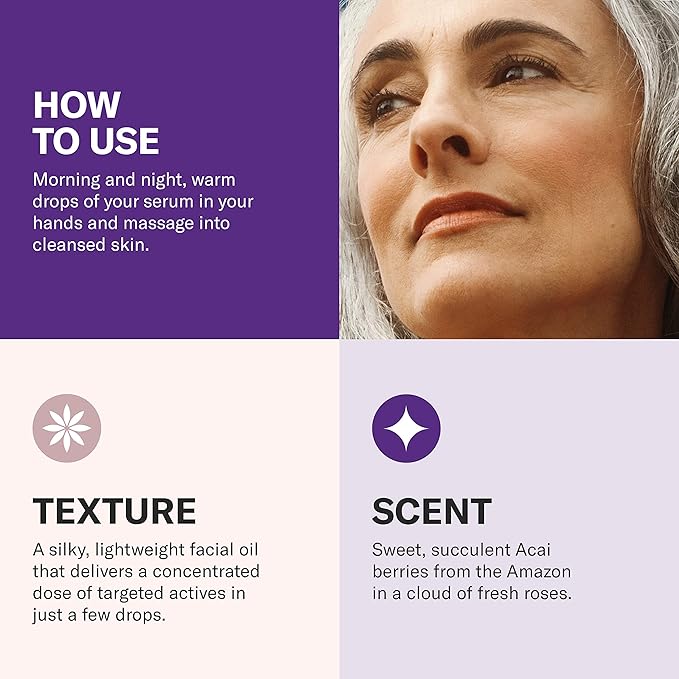 Odacité Anti Aging Serum Concentrate with Acai + Rose - Revitalizing Facial Oil, Youthful Glow, Improves Skin Tone, Wrinkles, and Firmness, Age defying, Rose Oil, 0.17 fl. oz.-GlimoraGlow