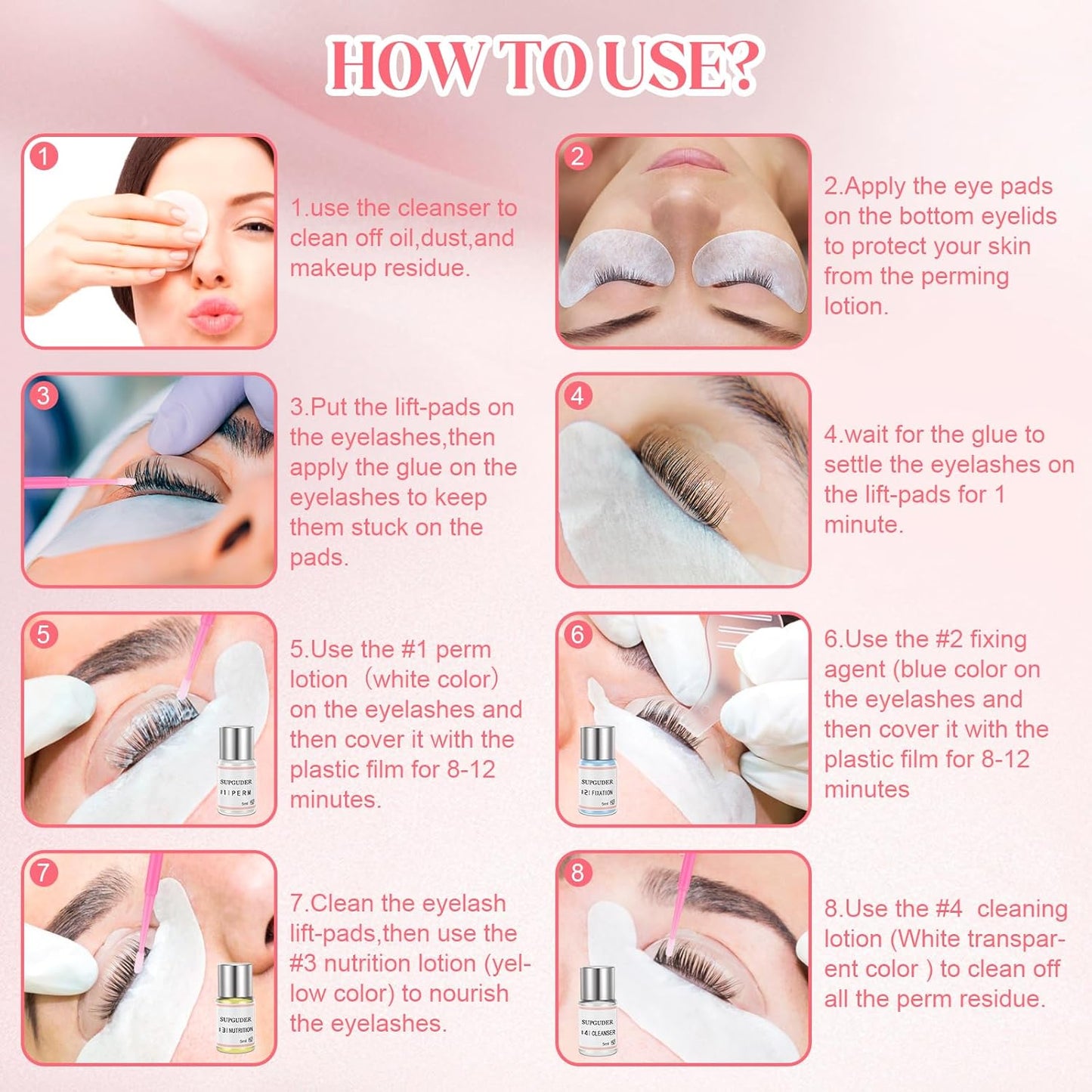 2025 Lash Lift kit Eyelash perm kit,SUPGUDER Professional Eyelash Curling Lash Extension Set,Lash Lifting Tools Suitable for Salon-GlimoraGlow