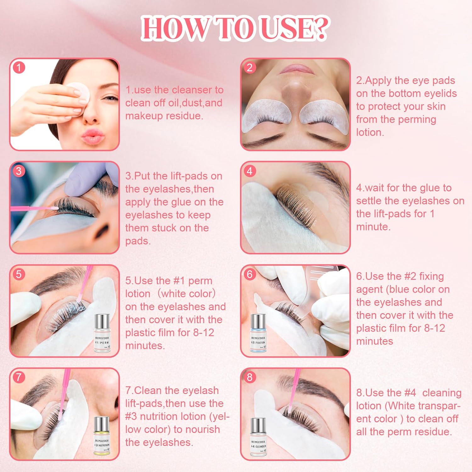 2025 Lash Lift kit Eyelash perm kit,SUPGUDER Professional Eyelash Curling Lash Extension Set,Lash Lifting Tools Suitable for Salon-GlimoraGlow