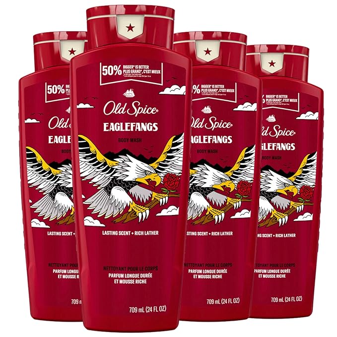 Old Spice Body Wash for Men, Eaglefangs, Long Lasting Lather, 24 fl oz (Pack of 4)-GlimoraGlow