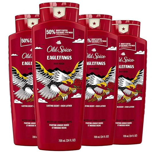 Old Spice Body Wash for Men, Eaglefangs, Long Lasting Lather, 24 fl oz (Pack of 4)-GlimoraGlow
