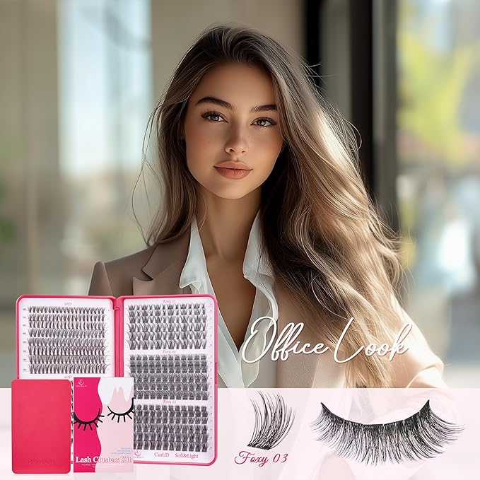 Foxy Beauty Wispy Lash Clusters - 536Pcs Natural 8-16MM EyeLash Clusters 30D 40D & Foxy Lashes For Natural Look D Curl Lash Clusters For DIY Lashes At Home-GlimoraGlow