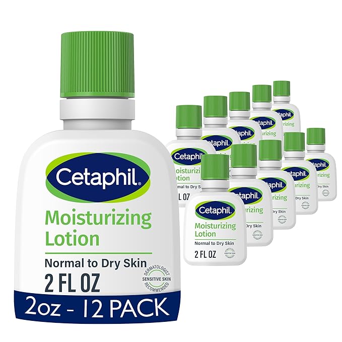 Cetaphil Face & Body Moisturizer, Hydrating Moisturizing Lotion for Normal to Dry Skin, Suitable for Sensitive Skin, 2 oz Pack of 12, Fragrance Free, Hypoallergenic, Non-Comedogenic-GlimoraGlow