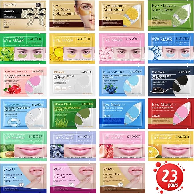 23 Pairs Collagen Under Eye Patches，Gold Under Eye Mask For Removing Dark Circles, Puffiness & Wrinkles，Eye Mask Skincare For Puffy Eyes With Hyaluronic Acid，Eye Bags Treatment For Women-GlimoraGlow