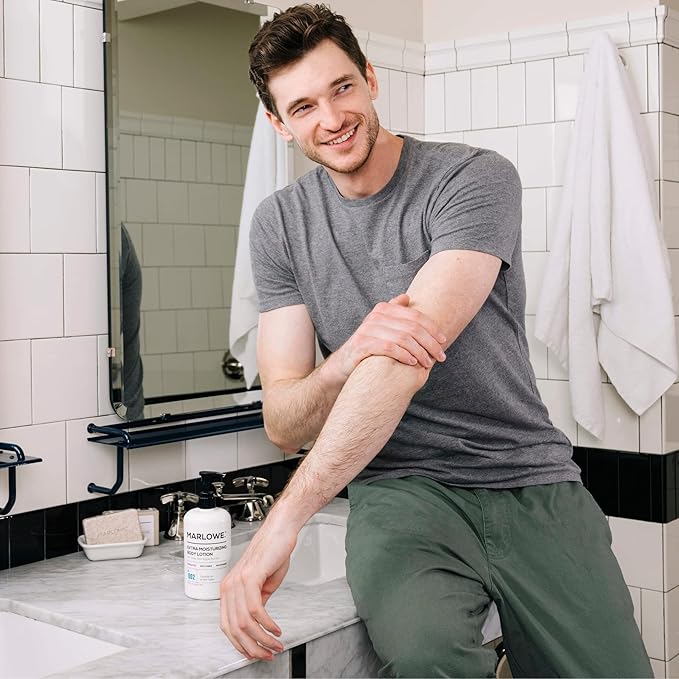 MARLOWE. No. 002 Body Lotion 16 oz Pump, Original, Revitalizing Dry Skin Lotion with Aloe Vera & Amino Acids, Hydrates & Nourishes, Sage & Fir Scent-GlimoraGlow