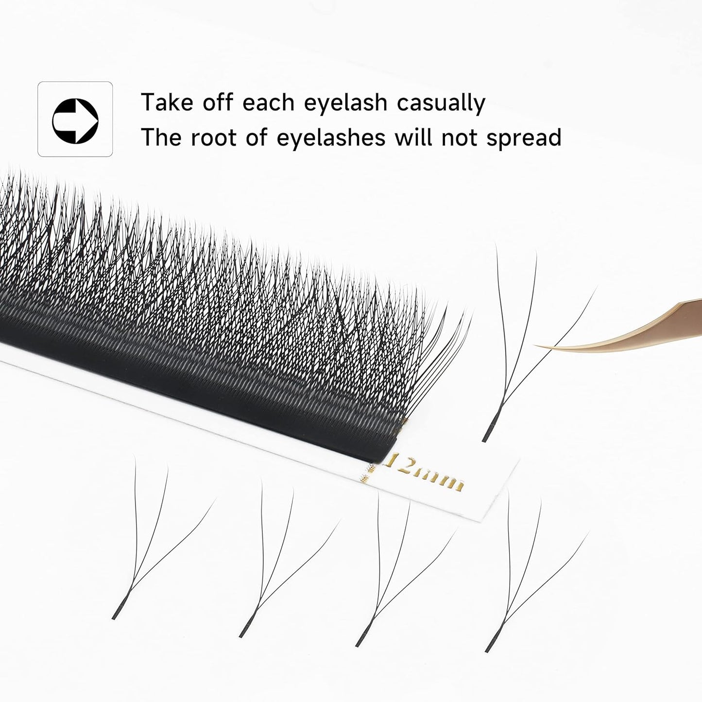 W Eyelash Extension 3D Volume Premade Fans 0.07 D Curl 8-15mm mix Lashes Matte Black Lash Extensions Easy Shape yy Eye Lashes(3D-0.07C-12mm)-GlimoraGlow