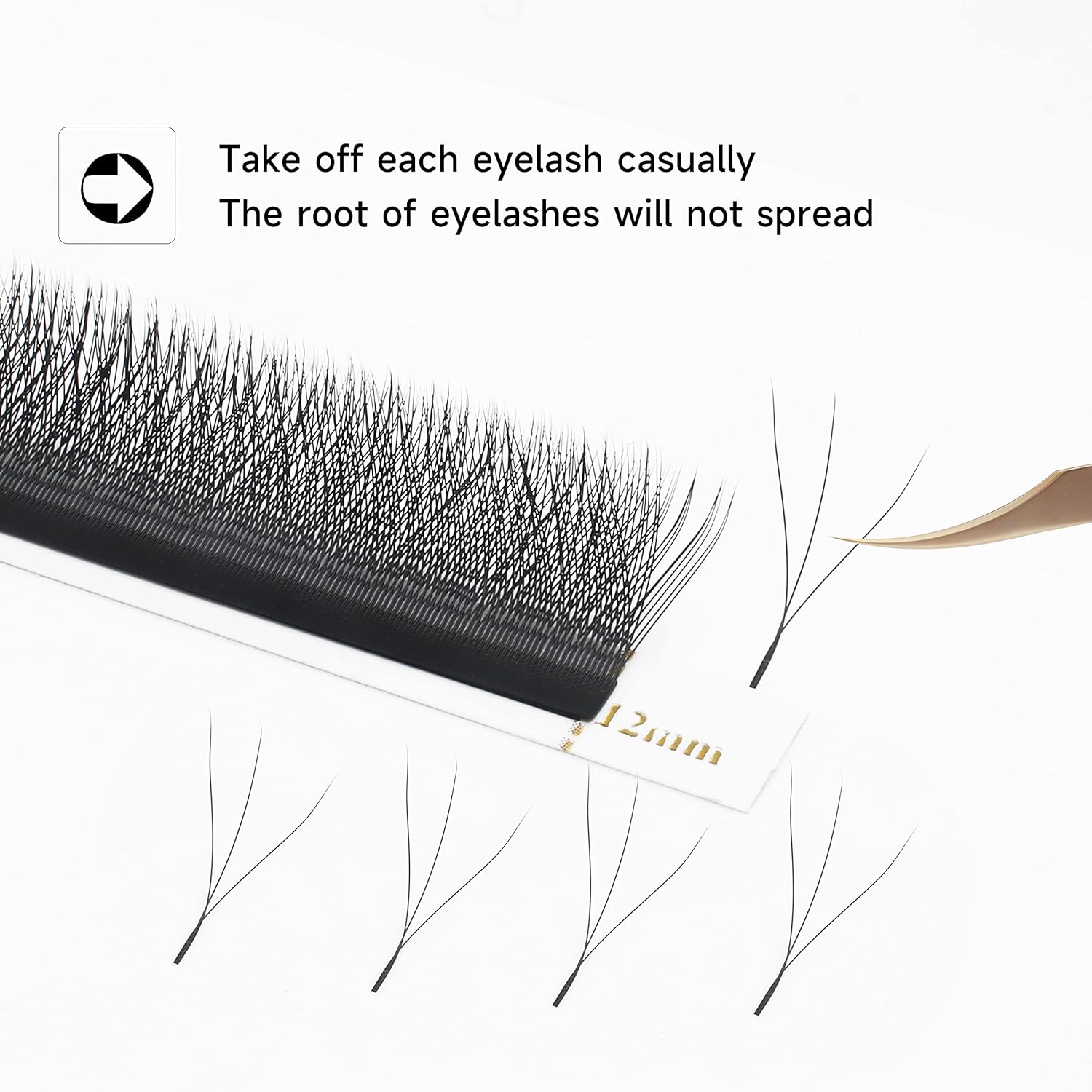 W Eyelash Extension 3D Volume Premade Fans 0.07 D Curl 8-15mm mix Lashes Matte Black Lash Extensions Easy Shape yy Eye Lashes(3D-0.07C-12mm)-GlimoraGlow