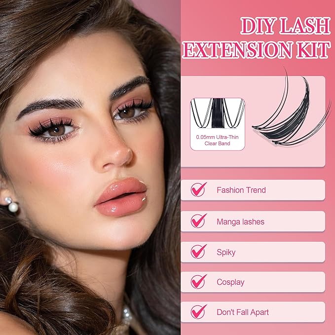 Lash Clusters - Lash Clusters Kit Mix Manga Lases 360pcs Eyelash Clusters Spiky Lases Clusters DIY at Home No Glue Included-GlimoraGlow