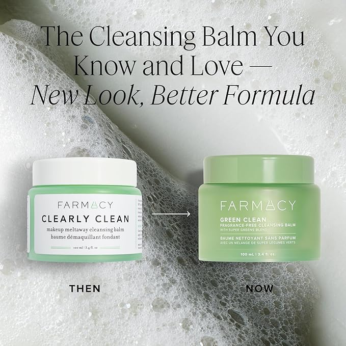 Farmacy Makeup Remover Cleansing Balm - Green Clean Waterproof Makeup Remover + Oil Based Cleanser - Newly Formulated Double Cleanser with Plant Based Waxes + Upcycled Moringa (30ml)-GlimoraGlow
