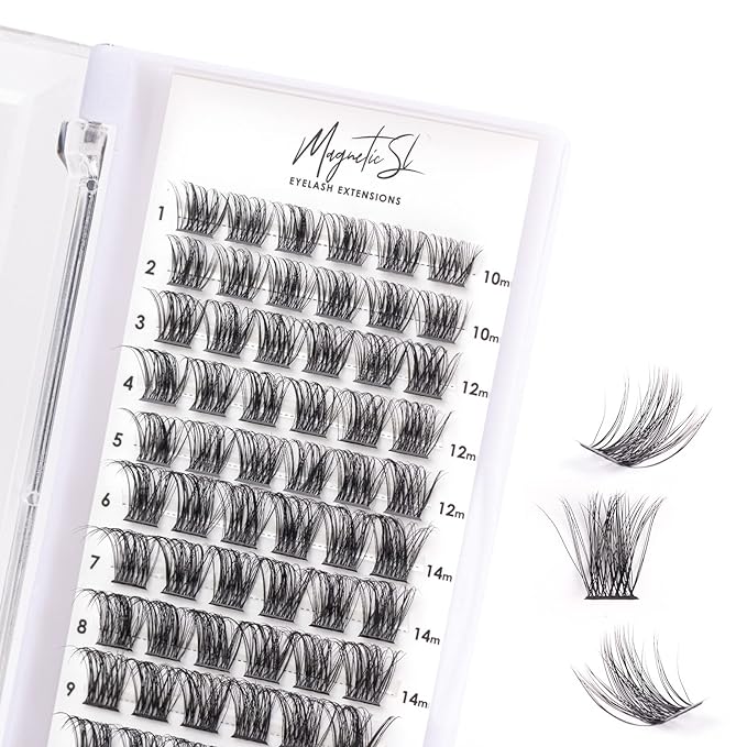 Cluster Lashes 72 Individual Lashes Clusters Eyelash Extensions False Eyelashes DIY Lash Extension Kit Reusable False Eyelashes Natural Look Mix 10-16mm C D Curl-DM17-GlimoraGlow