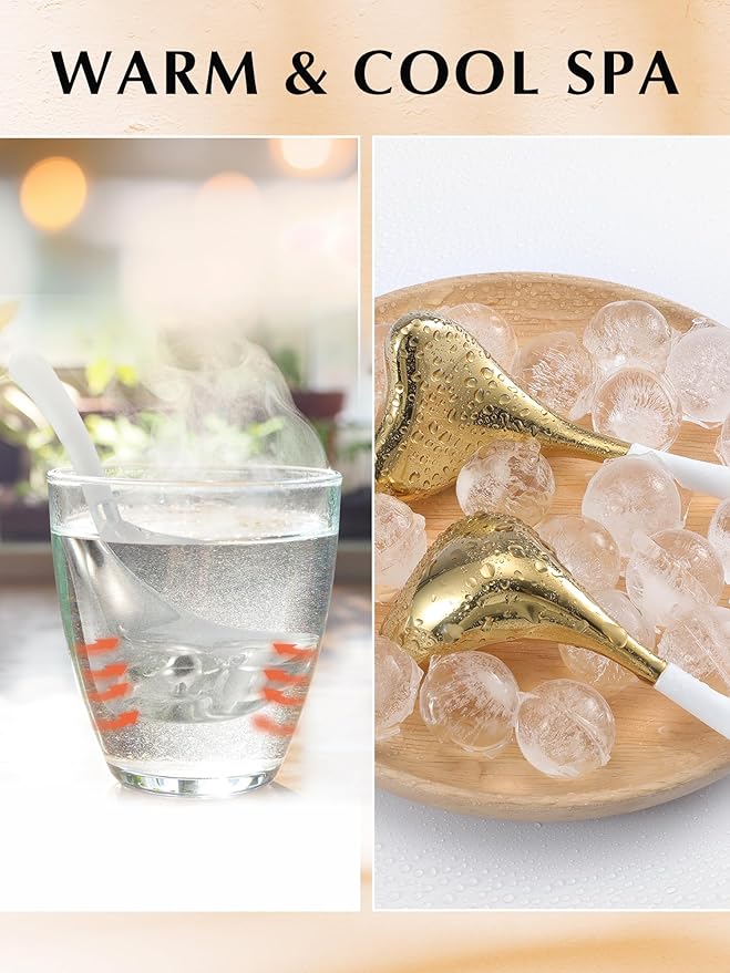 2-in-1 Gua Sha Cryo Sticks, Facial Skin Care Tools for Women Facial Massager, Unbreakable Stainless Steel Esthetician Supplies, Cooling Ice Globes Roller with Carry Case-GlimoraGlow