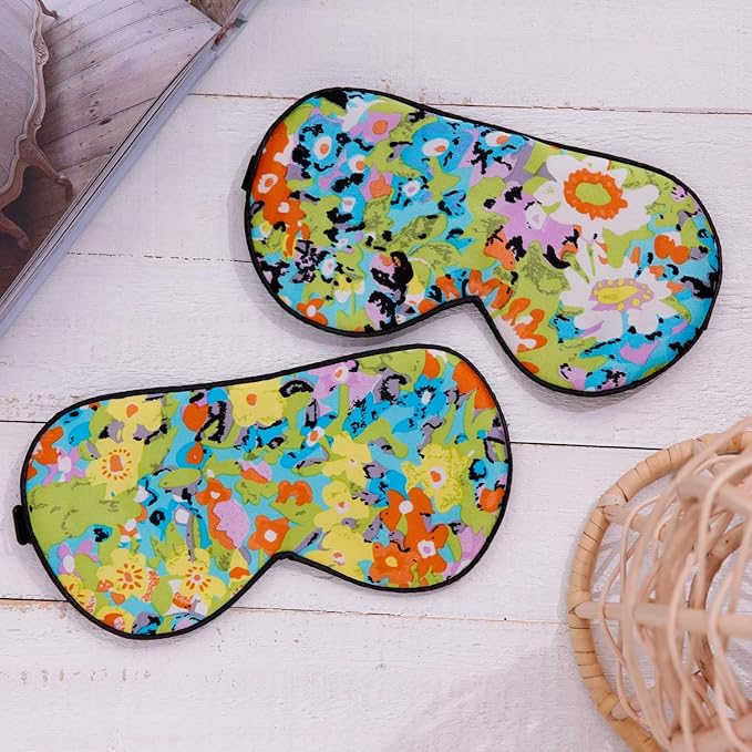 100% Pure Silk Eye Mask Sleep Eye Mask Eye Cover Eyeshade Sleeping Eye Mask Printed Colors (#17)-GlimoraGlow