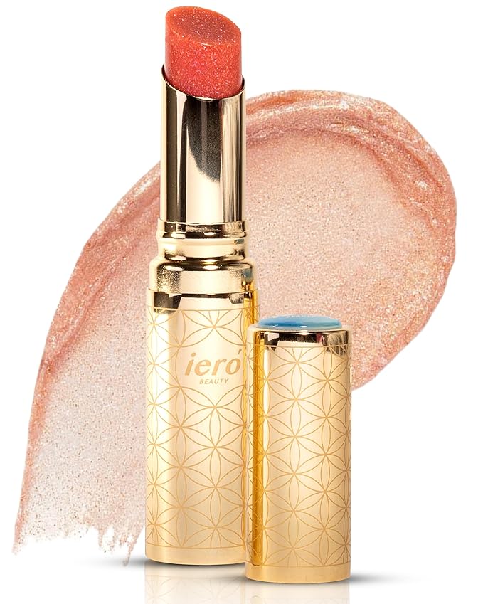 ieró Beauty Moonkissed Luminous PH Tinted Lip Balm w/Shea Butter & Vitamin E, Lip Care Moisturizer, Lip Plumper for Soft & Supple Lips, Paraben Free, Vegan, Sheer Rose w/Golden-Pink Shimmer-GlimoraGlow