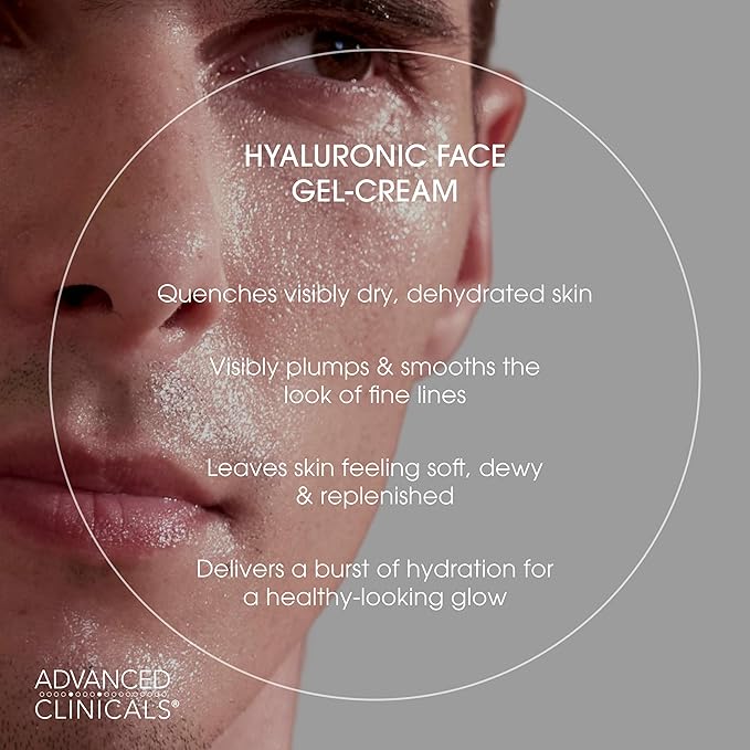 Advanced Clinicals Hyaluronic Acid Face Moisturizer Gel Cream + Hyaluronic Acid Body Cream 2pc Hydrating Skincare Set For Women & Men To Reduce Appearance Of Dry Skin, Wrinkles, & Fine Lines, 2pc Set-GlimoraGlow