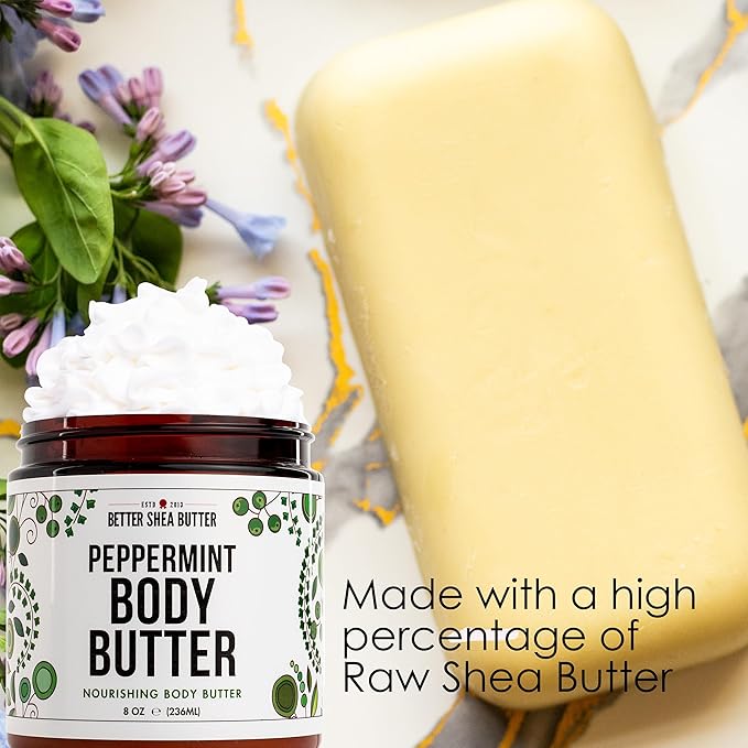 Peppermint Body Lotion | Moisturizer for Dry Skin | with Raw Shea Butter and Jojoba Oil | No Synthetic Fragrances, Non-Greasy Body Cream for Men and Women | 8 oz-GlimoraGlow