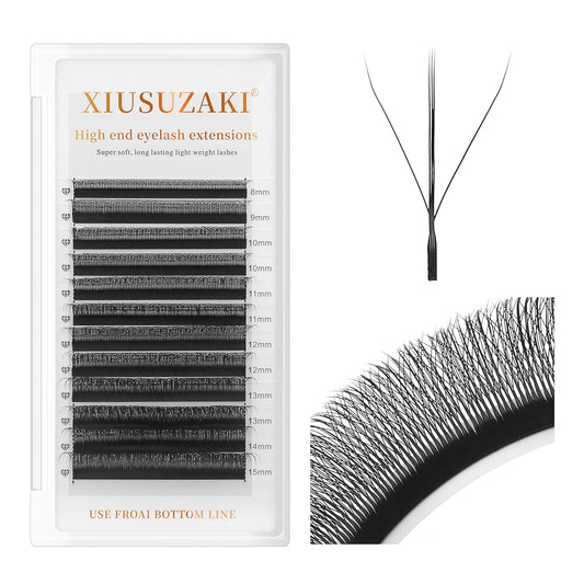 Lash Extensions Three Core Tips 3D Eyelash Extensions W Shape 0.07mm Thickness D Curl Mix 8-15mm Premade Fans Easy Fan Volume Lashes Matte Black Crisscross(W-3D-Three Core-0.07-D,8-15mm Mix)-GlimoraGlow