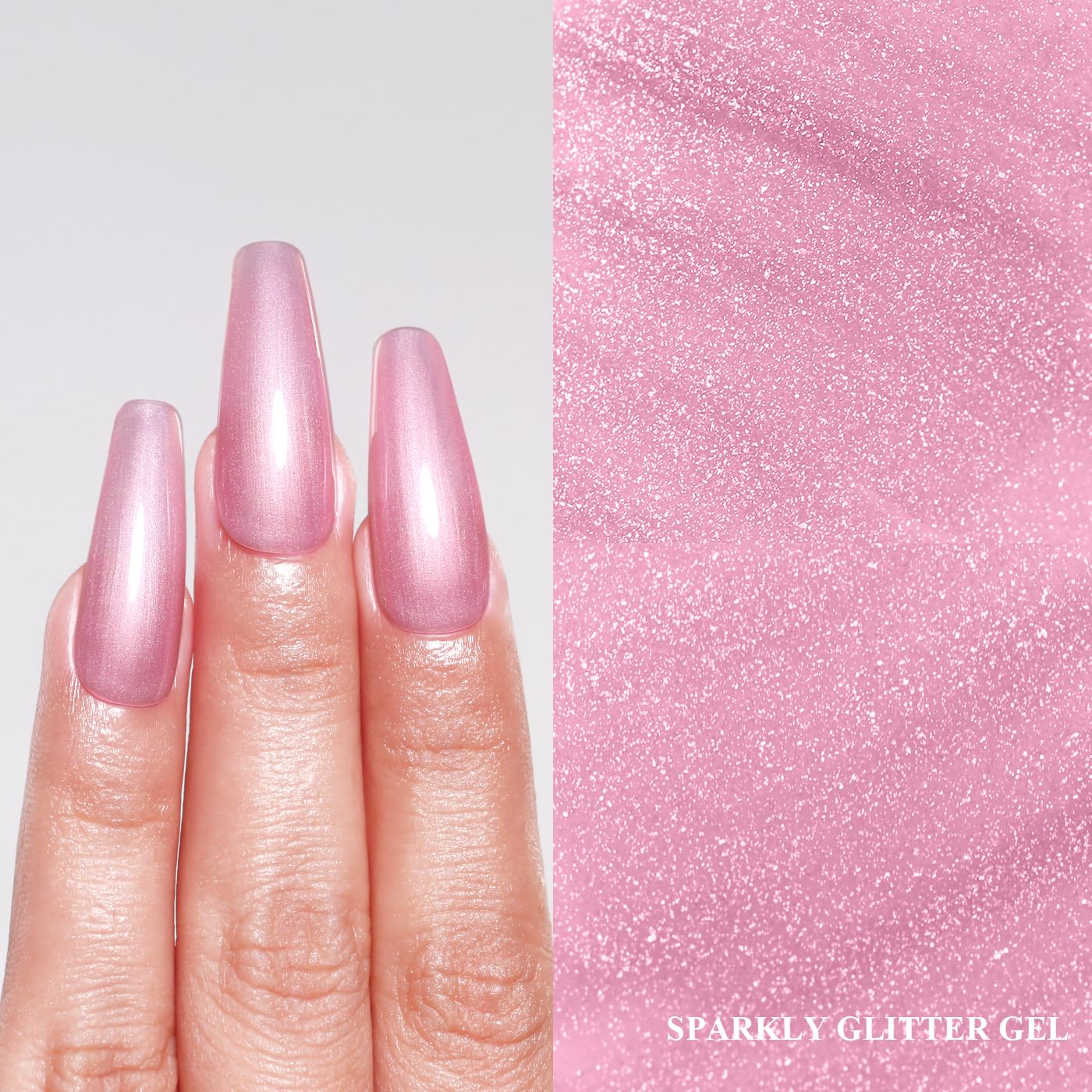 Imtiti Glitter Gel Nail Polish, Light Pink Pearl Glitter Nail Gel Polish Diamond Shimmer Sparkle Soak Off UV LED Spring Summer Manicure 10ML-GlimoraGlow