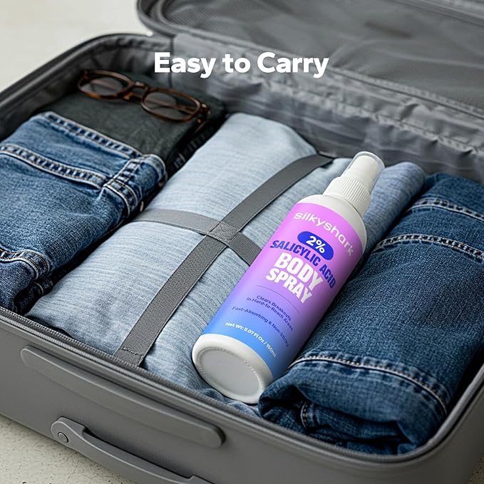 Salicylic Acid Spray (5.07 Fl Oz), 2% Salicylic Acid Body Spray, Body Acne Treatment for Bacne, Blackheads & Blemishes, Back & Chest Acne Spray for Face & Body, 360° Mist for All Skin Types-GlimoraGlow