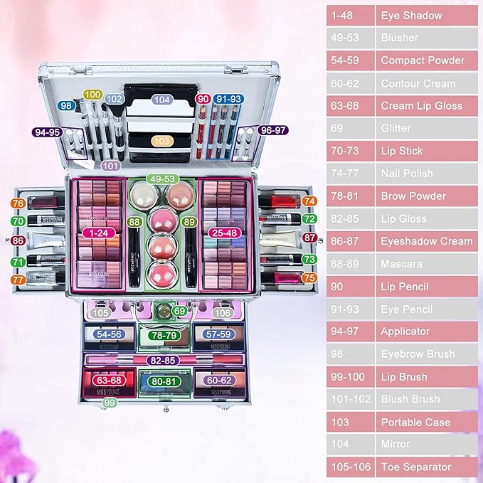 102 Colors Professional make up set, All in one makeup kit for women full kit, Cosmetics teenagers, Makeup palette-GlimoraGlow