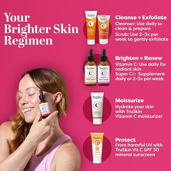 TruSkin Vitamin C Super Serum - Niacinamide, Retinol, Hyaluronic & Salicylic Acid - All-in-One Anti Aging Serum for Face – Improve Appearance of Dark Spots, Firmness for Brighter Looking Skin, 1 Fl Oz-GlimoraGlow