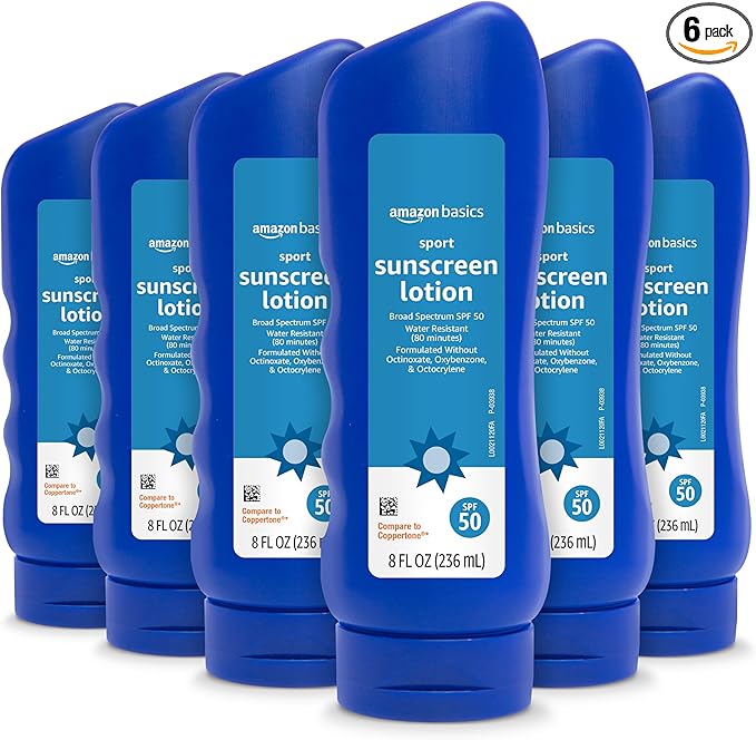 Solimo Sunscreen Lotion, No Octinoxate/Oxybenzone, Unscented, 8 fl oz, 6-Pack-GlimoraGlow