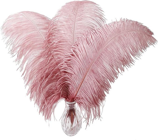 Larryhot Pink Ostrich Feathers Bulk- 16-18 inch 10pcs Feathers for Cfafts,Wedding Party Centerpieces, and Home Decorations (Lotus Pink)