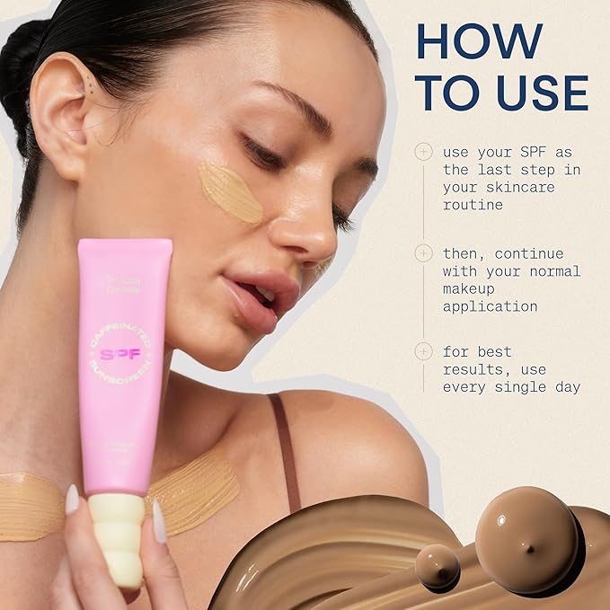 The Skinny Confidential Caffeinated Mineral Sunscreen, SPF 40 - Fragrance-Free Face Sunscreen with No White Cast - Non-Greasy & Lightweight Sun Screen Lotion Reduce Wrinkles, Redness & Puffiness-GlimoraGlow