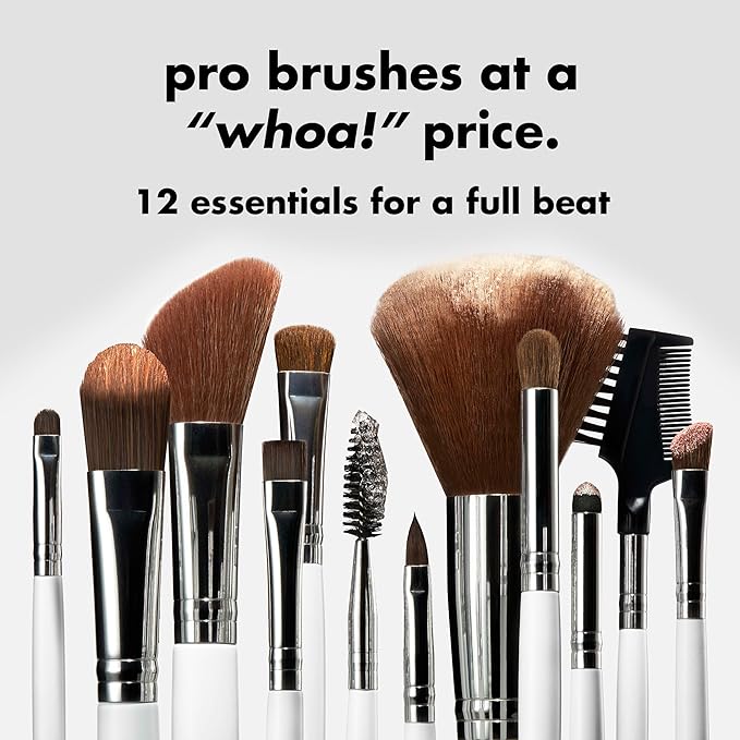 e.l.f. Professional Set of 12 Makeup Brushes, Pro-Worthy Makeup Brushes For A Flawless Full-Face Application, Vegan & Cruelty-Free-GlimoraGlow