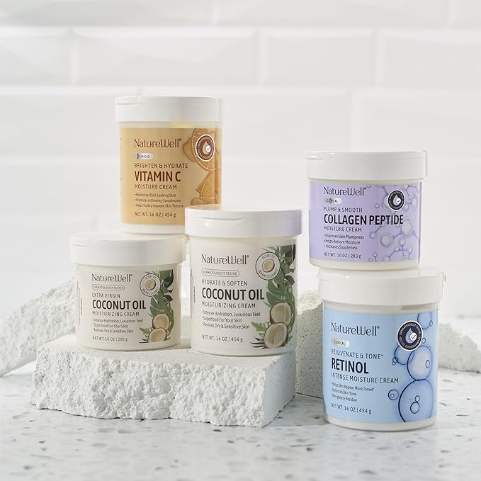 NATURE WELL Hydrate & Soften Coconut Oil Moisturizing Cream for Face, Body, & Hands, Non-Greasy, Intense Hydration & Luxurious Feel, Revives Dry & Sensitive Skin, Superfood for Your Skin, 16 Oz-GlimoraGlow