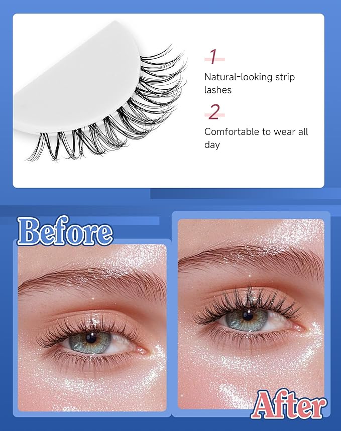 Lashes Wispy Short Eyelashes Natural Look False Eyelashes Strip Eye Lash Soft Lashes Fluffy Pack 7 Pairs Everyday Lash SF-03-GlimoraGlow