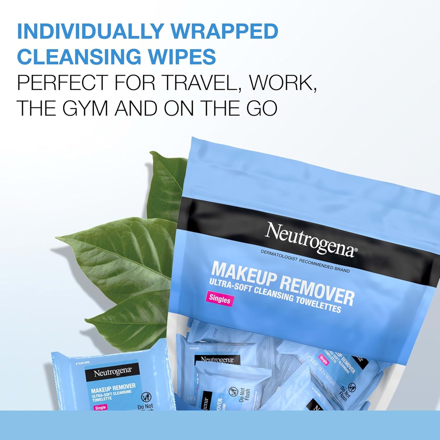 Neutrogena Makeup Remover Wipes Singles, Individually Wrapped, Daily Facial Cleanser Towelettes, Gently Removes Oil & Makeup, Alcohol-Free, 20 ct-GlimoraGlow