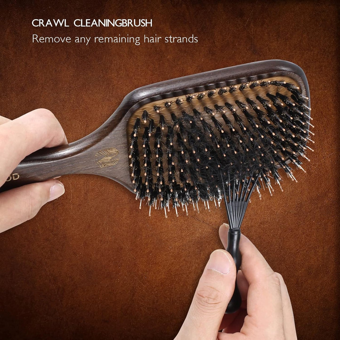 100% Boar Bristle Hair Brush Set, Detangler for Long, Short, Thin, Curly, Straight, or Wavy,Hairbrush for Enhancing Shine,Great for Men, Women, and Kids-GlimoraGlow